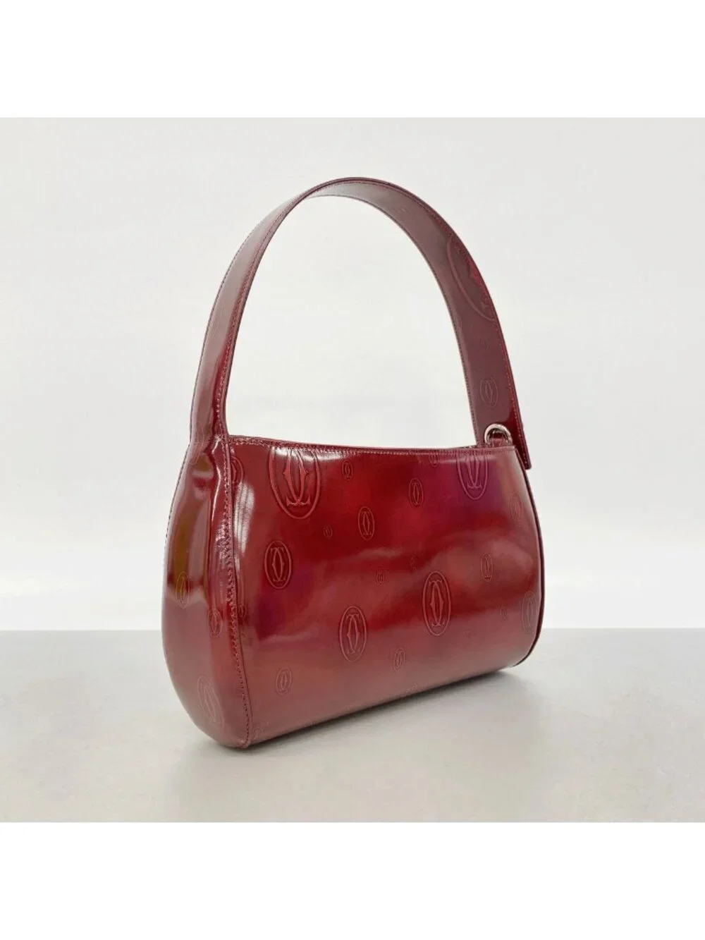 Cartier Handbag Happy Birthday Leather Bordeaux Silver